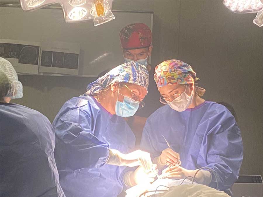 Las neurocirujanas Aurora Molina y Maria Lopez realizan su primera cirugia craneal en VOT